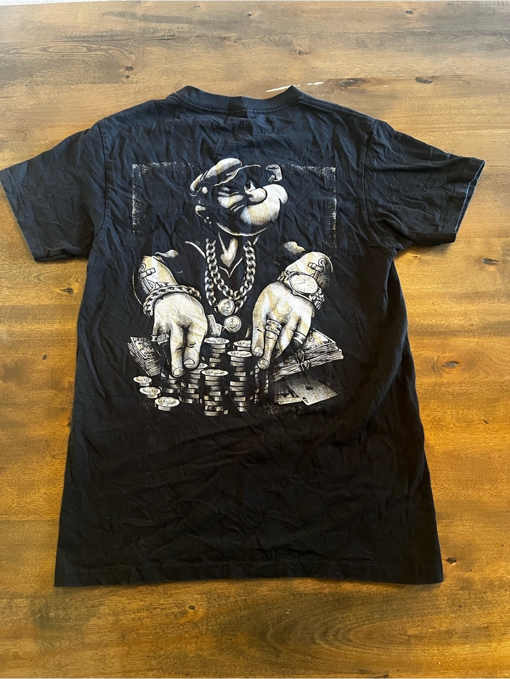 Popeye‎ Cash Is King Black Graphic T-Shirt Size Small - Picture 3 of 3